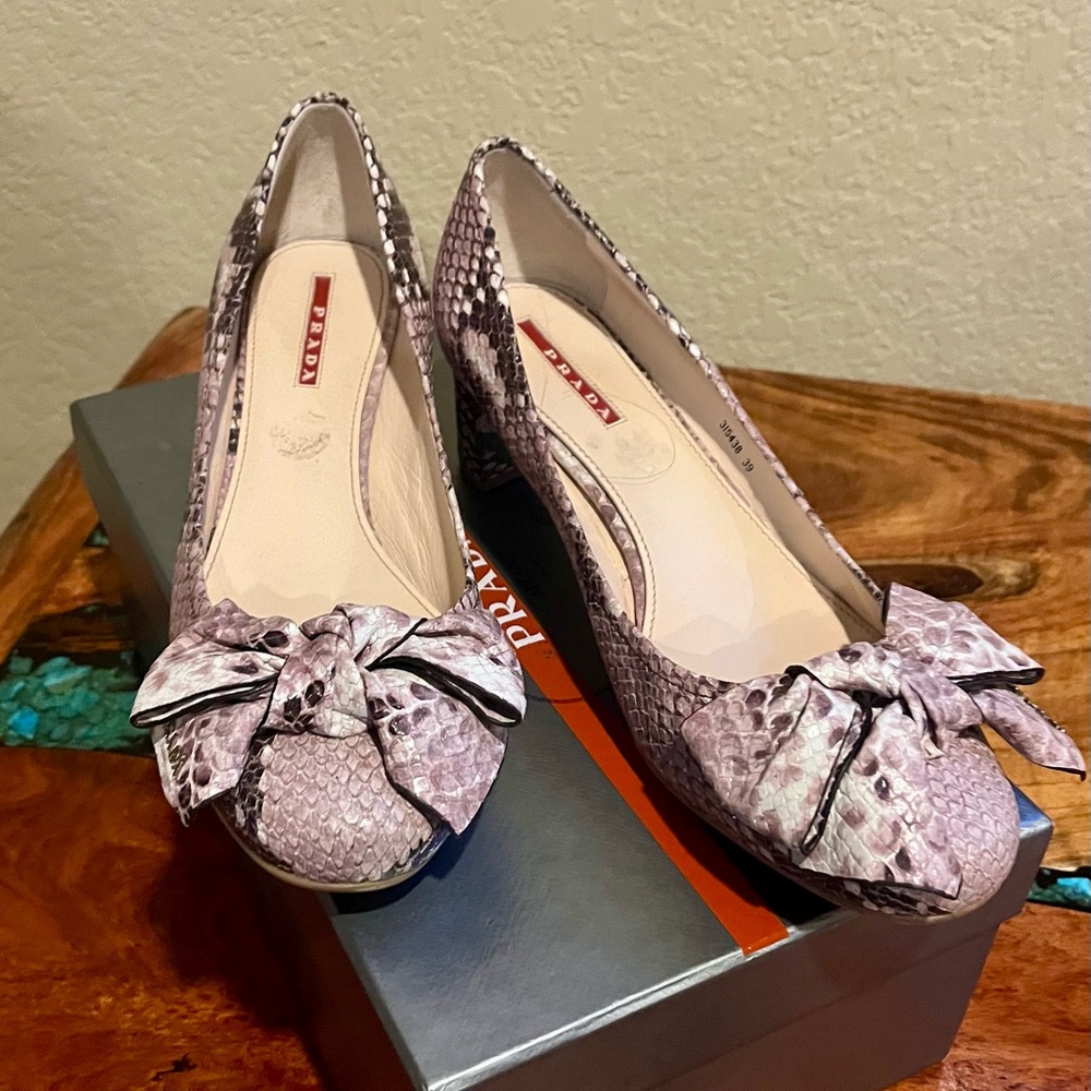 Prada Pink Flats with Bow Detail